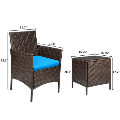 Homall 3 Pieces Patio Porch Furniture Sets PE Rattan Wicker Chairs with Table Outdoor Garden Furniture Sets