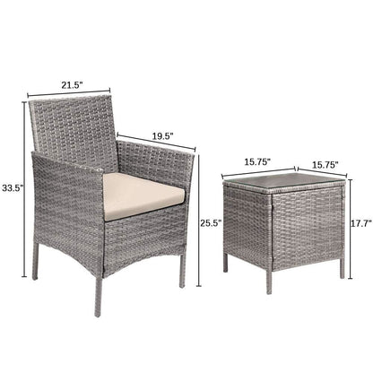 Homall 3 Pieces Patio Porch Furniture Sets PE Rattan Wicker Chairs with Table Outdoor Garden Furniture Sets