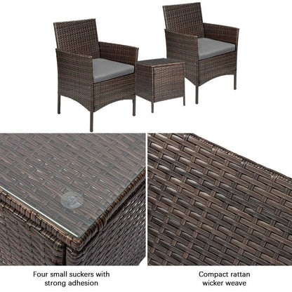 Homall 3 Pieces Patio Porch Furniture Sets PE Rattan Wicker Chairs with Table Outdoor Garden Furniture Sets
