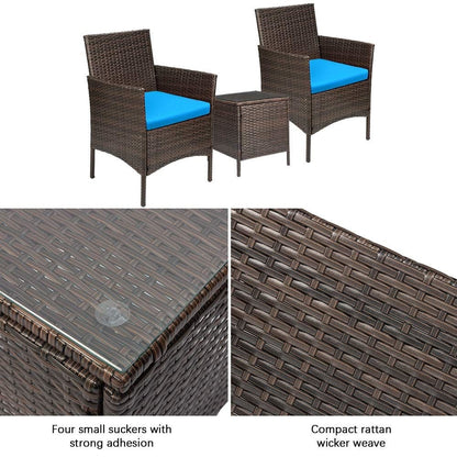 Homall 3 Pieces Patio Porch Furniture Sets PE Rattan Wicker Chairs with Table Outdoor Garden Furniture Sets