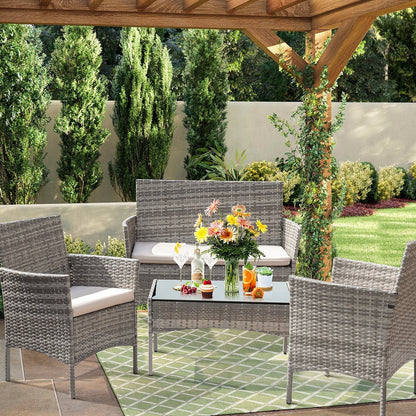 Homall PE Rattan 4-piece Outdoor Patio Set