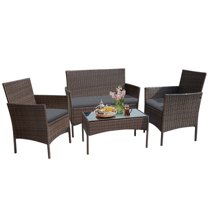 Homall PE Rattan 4-piece Outdoor Patio Set