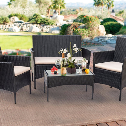 Homall PE Rattan 4-piece Outdoor Patio Set