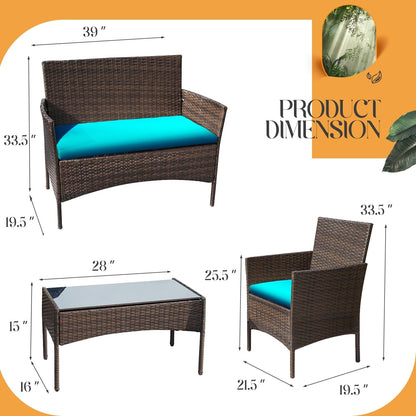 Homall PE Rattan 4-piece Outdoor Patio Set
