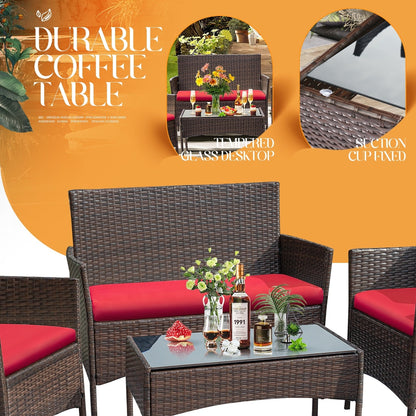 Homall PE Rattan 4-piece Outdoor Patio Set