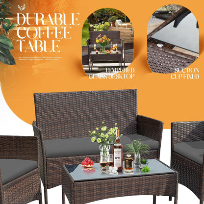 Homall PE Rattan 4-piece Outdoor Patio Set
