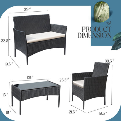Homall PE Rattan 4-piece Outdoor Patio Set