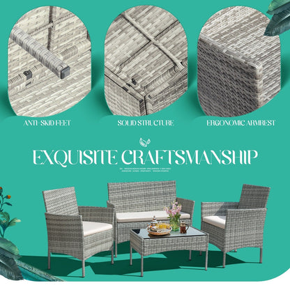 Homall PE Rattan 4-piece Outdoor Patio Set