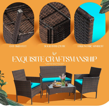 Homall PE Rattan 4-piece Outdoor Patio Set