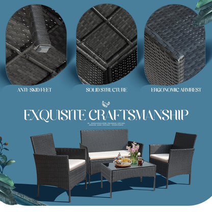 Homall PE Rattan 4-piece Outdoor Patio Set