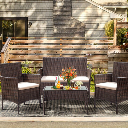Homall PE Rattan 4-piece Outdoor Patio Set