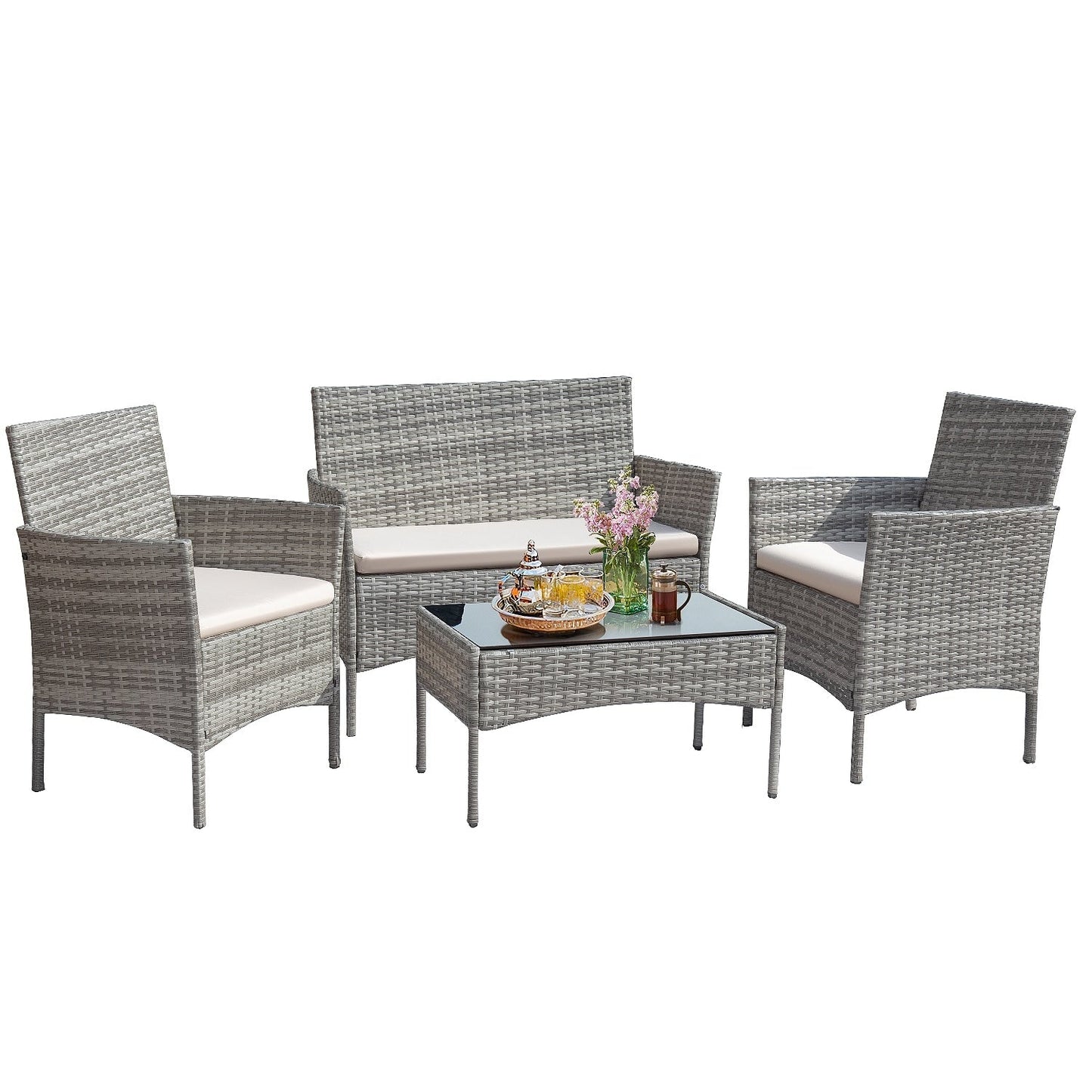 Homall PE Rattan 4-piece Outdoor Patio Set