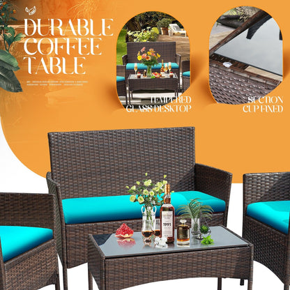 Homall PE Rattan 4-piece Outdoor Patio Set