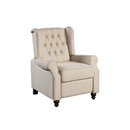 HomeRoots 31 Beige Microfiber Manual Club Recliner