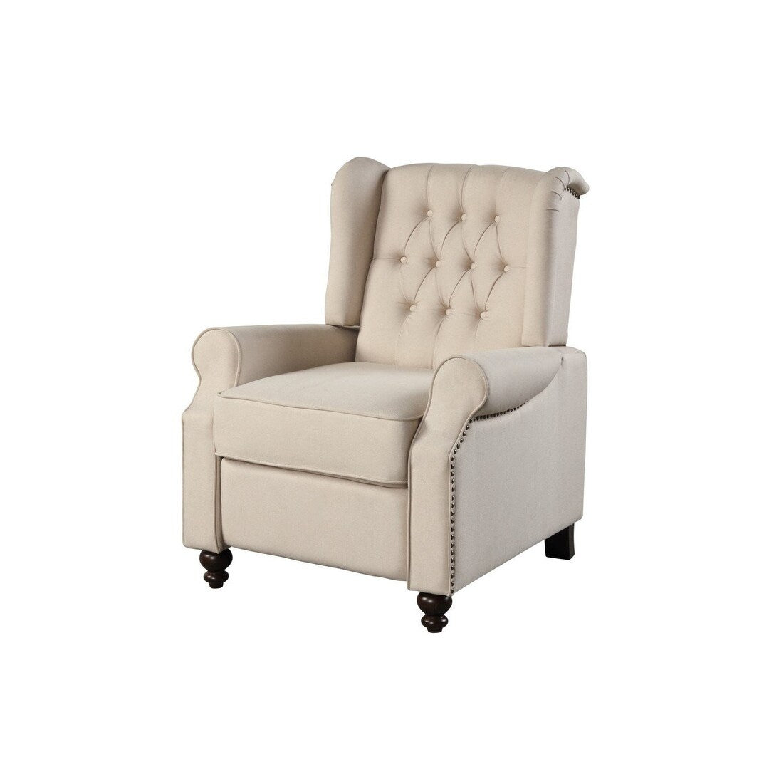 HomeRoots 31 Beige Microfiber Manual Club Recliner