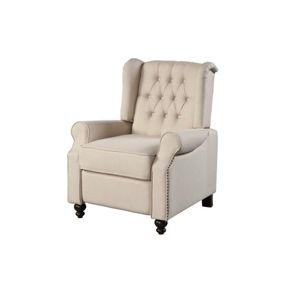 HomeRoots 31 Beige Microfiber Manual Club Recliner