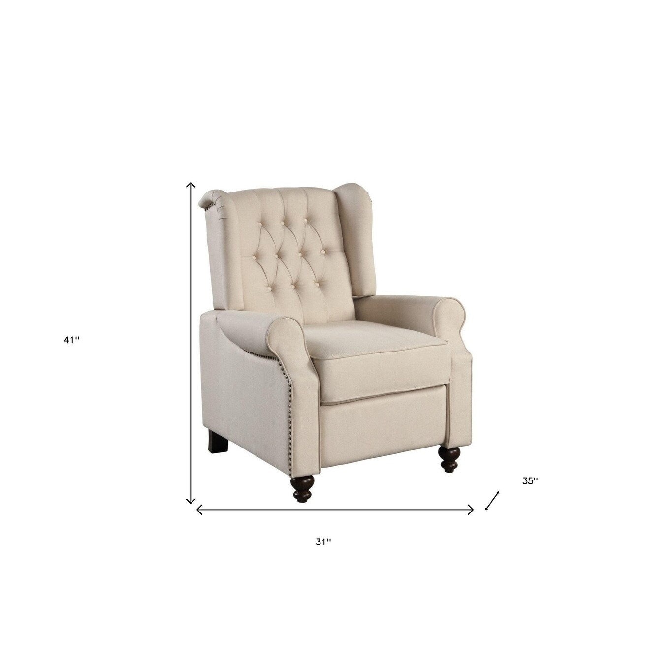 HomeRoots 31 Beige Microfiber Manual Club Recliner