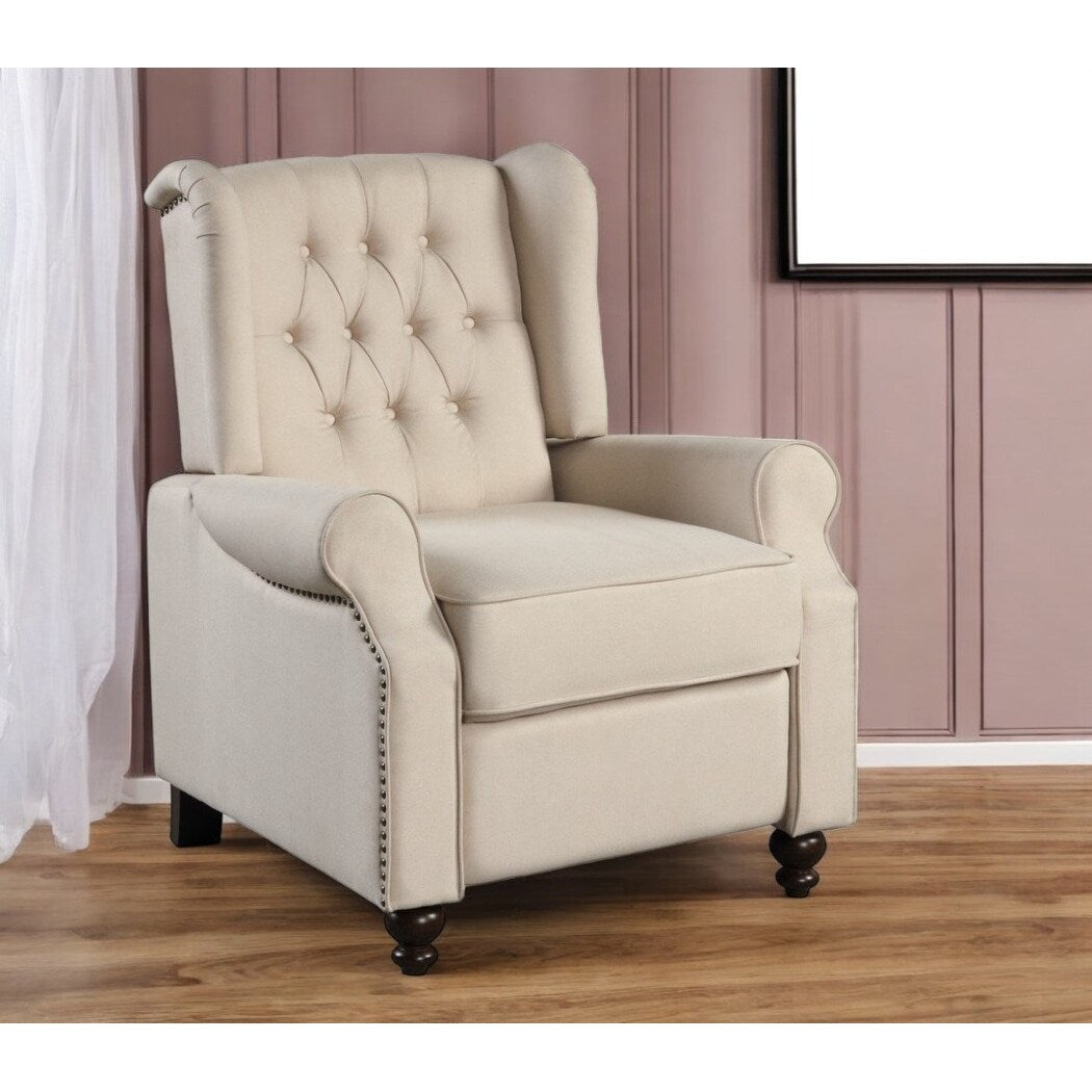 HomeRoots 31 Beige Microfiber Manual Club Recliner