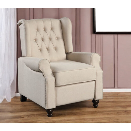 HomeRoots 31 Beige Microfiber Manual Club Recliner