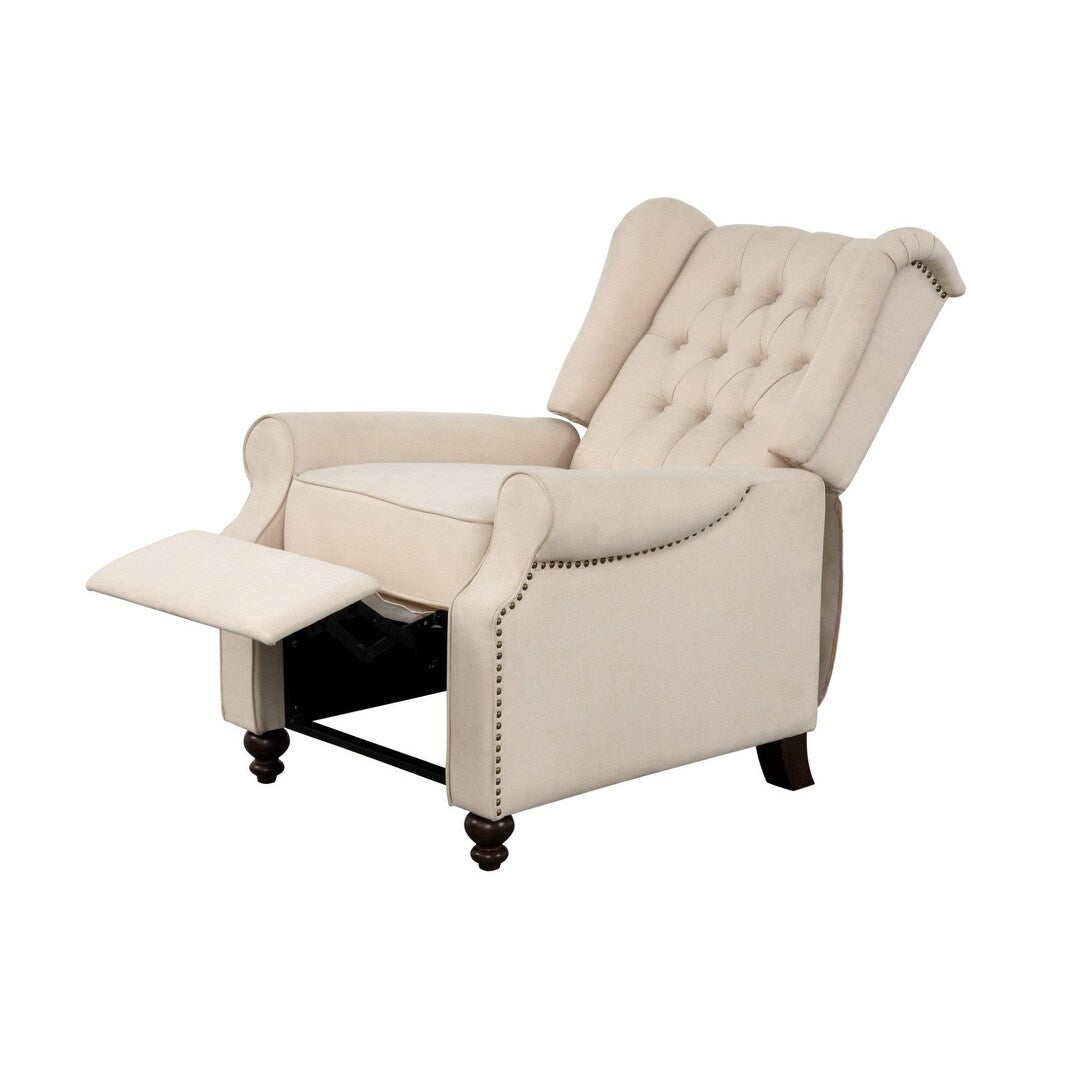 HomeRoots 31 Beige Microfiber Manual Club Recliner