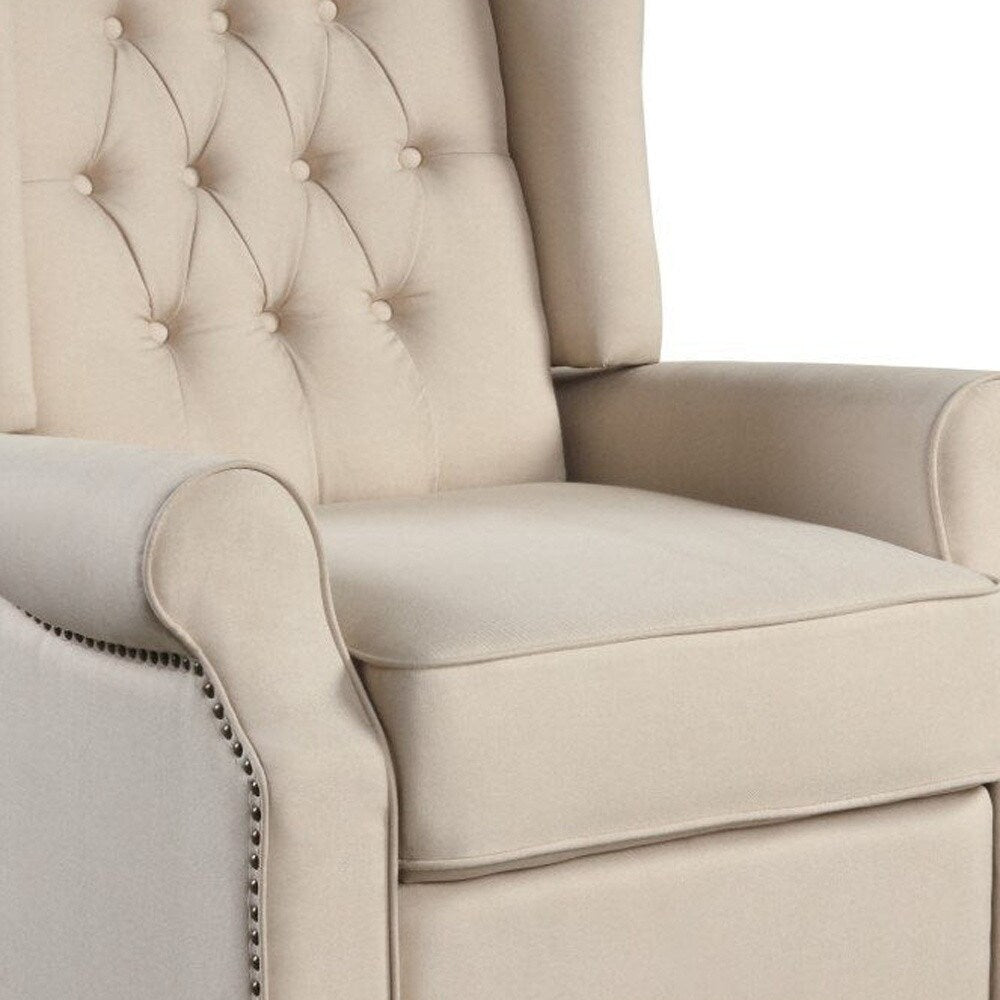 HomeRoots 31 Beige Microfiber Manual Club Recliner