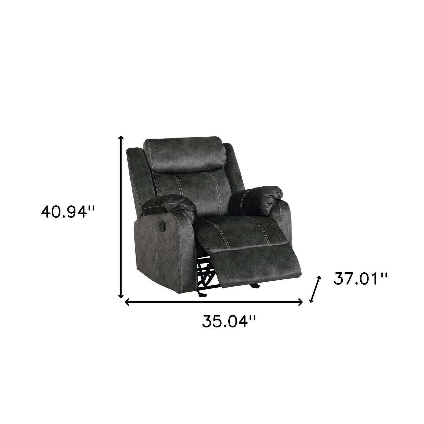 HomeRoots 35 Granite Gray Fabric Manual Recliner