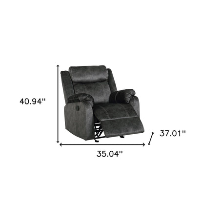HomeRoots 35 Granite Gray Fabric Manual Recliner