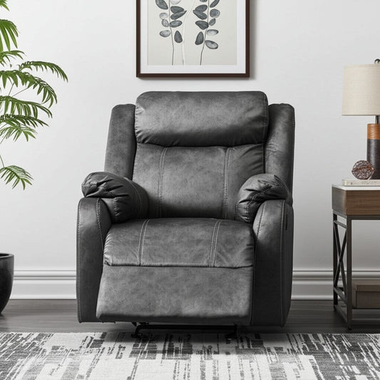 HomeRoots 35 Granite Gray Fabric Manual Recliner
