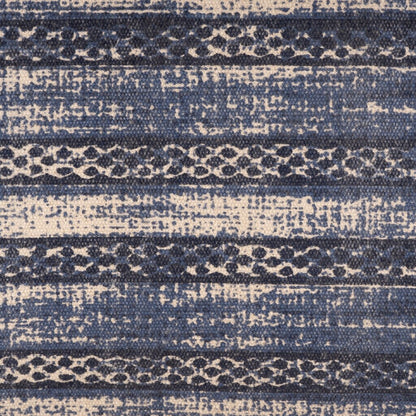 HomeRoots 47 Blue And Cream Abstract Design Blue Leg Upholstered Bench - 47 x 18 x 16