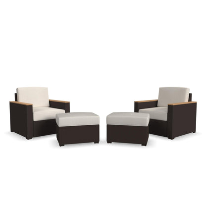 4-Piece Palm Springs Outdoor Rattan Armchair and Ottoman Set with Cushions by Homestyles