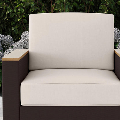 4-Piece Palm Springs Outdoor Rattan Armchair and Ottoman Set with Cushions by Homestyles