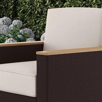4-Piece Palm Springs Outdoor Rattan Armchair and Ottoman Set with Cushions by Homestyles
