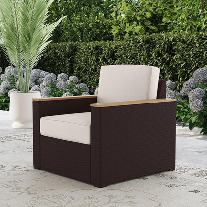 4-Piece Palm Springs Outdoor Rattan Armchair and Ottoman Set with Cushions by Homestyles
