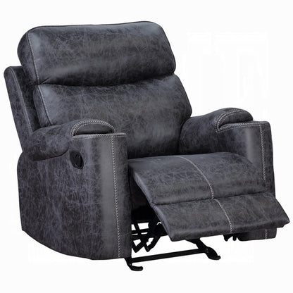 Hori Manual Recliner Chair, Dark Gray Microfiber, Cupholder Armrests