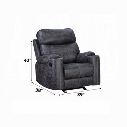 Hori Manual Recliner Chair, Dark Gray Microfiber, Cupholder Armrests