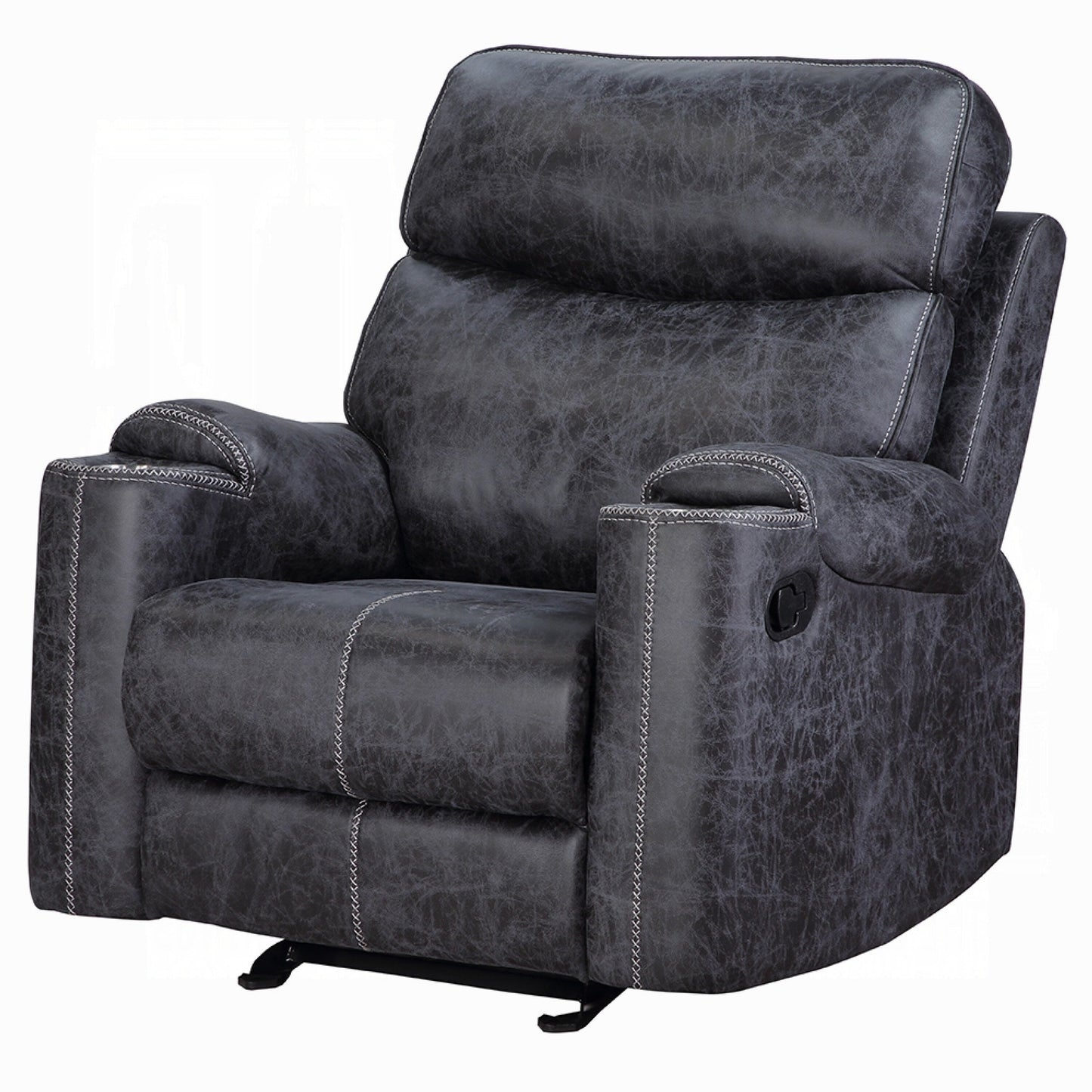 Hori Manual Recliner Chair, Dark Gray Microfiber, Cupholder Armrests
