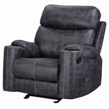 Hori Manual Recliner Chair, Dark Gray Microfiber, Cupholder Armrests