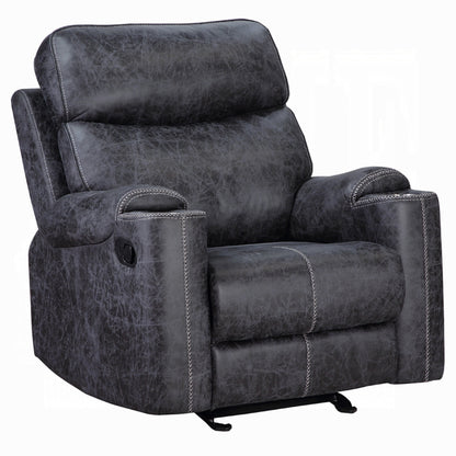 Hori Manual Recliner Chair, Dark Gray Microfiber, Cupholder Armrests