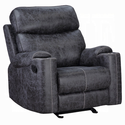 Hori Manual Recliner Chair, Dark Gray Microfiber, Cupholder Armrests