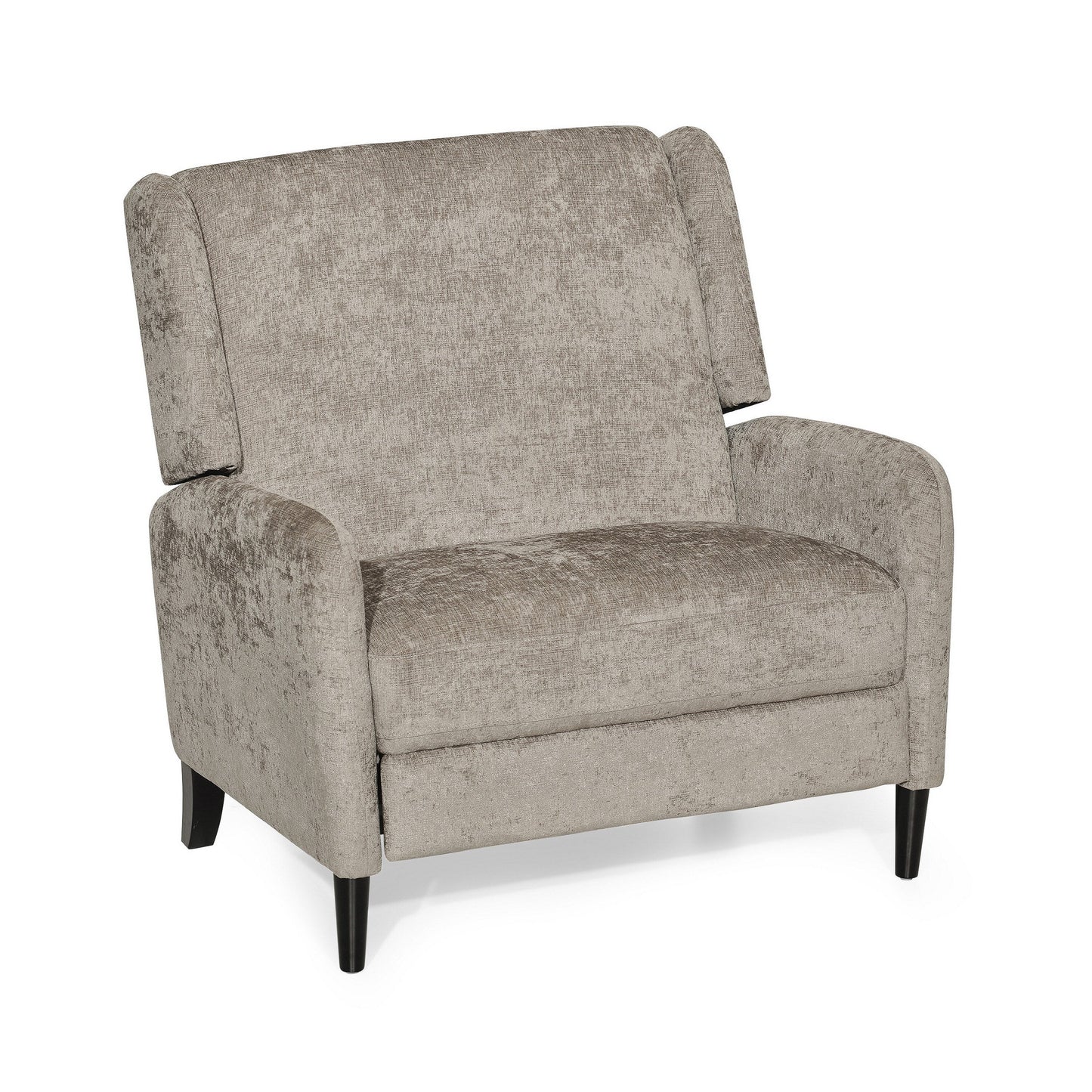Howie Pushback Manual Recliner Chair, Dark Brown Wood, Textured Beige
