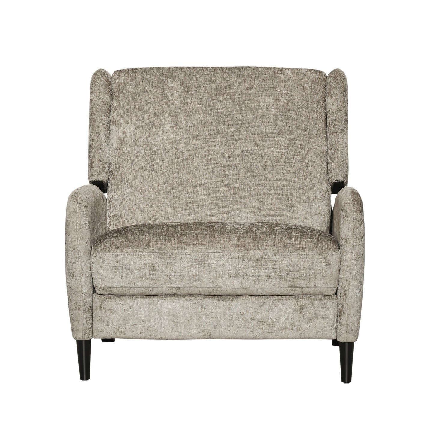 Howie Pushback Manual Recliner Chair, Dark Brown Wood, Textured Beige