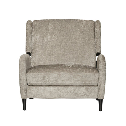 Howie Pushback Manual Recliner Chair, Dark Brown Wood, Textured Beige
