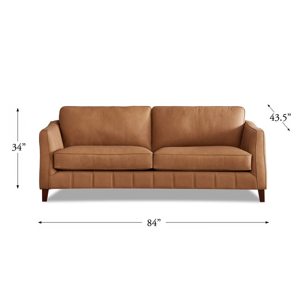 Hydeline Aria Top Grain Leather Sofa Couch with Feather Memory Foam and Springs
