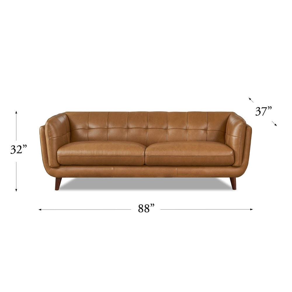 Hydeline Solana Feather/Memory Foam/Springs Top Grain Leather Sofa
