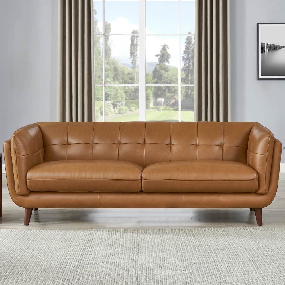 Hydeline Solana Feather/Memory Foam/Springs Top Grain Leather Sofa