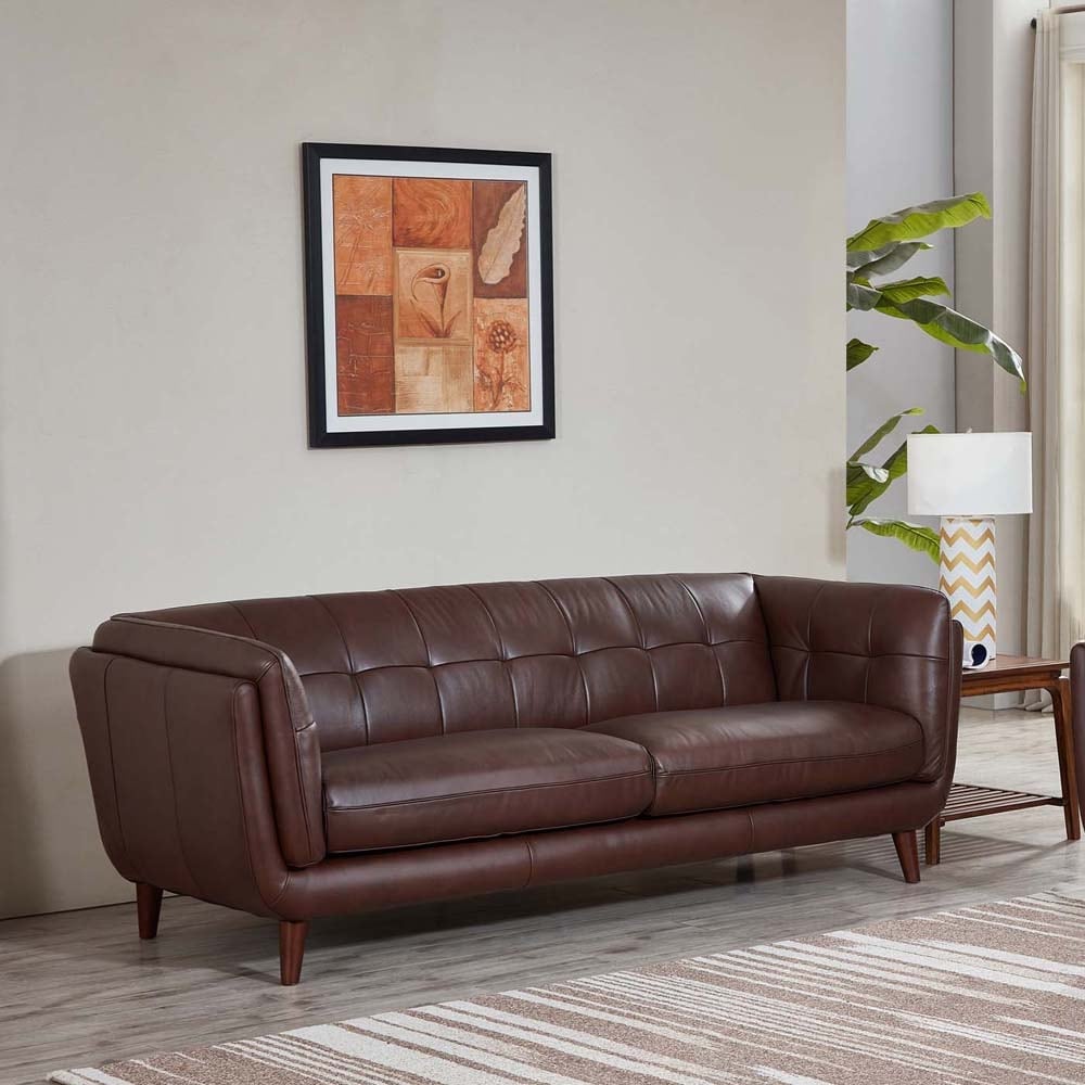 Hydeline Solana Feather/Memory Foam/Springs Top Grain Leather Sofa