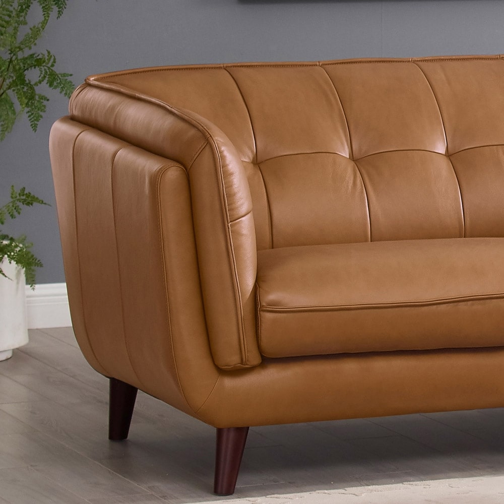 Hydeline Solana Feather/Memory Foam/Springs Top Grain Leather Sofa