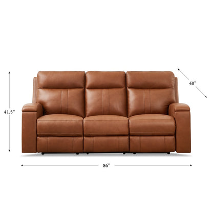Hydeline Venice Zero Gravity Power Recline and Headrest Top Grain Leather Sofa with Cup Holder