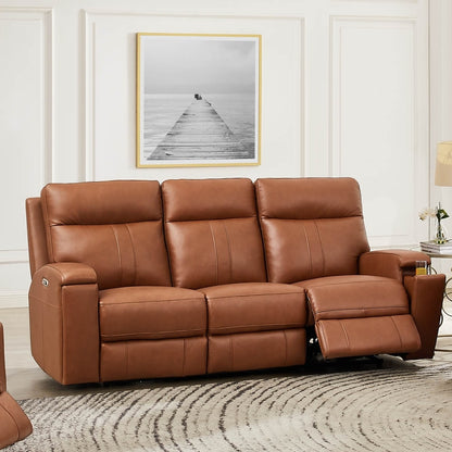 Hydeline Venice Zero Gravity Power Recline and Headrest Top Grain Leather Sofa with Cup Holder