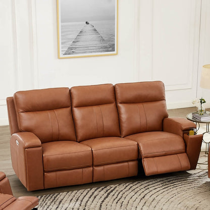 Hydeline Venice Zero Gravity Power Recline and Headrest Top Grain Leather Sofa with Cup Holder